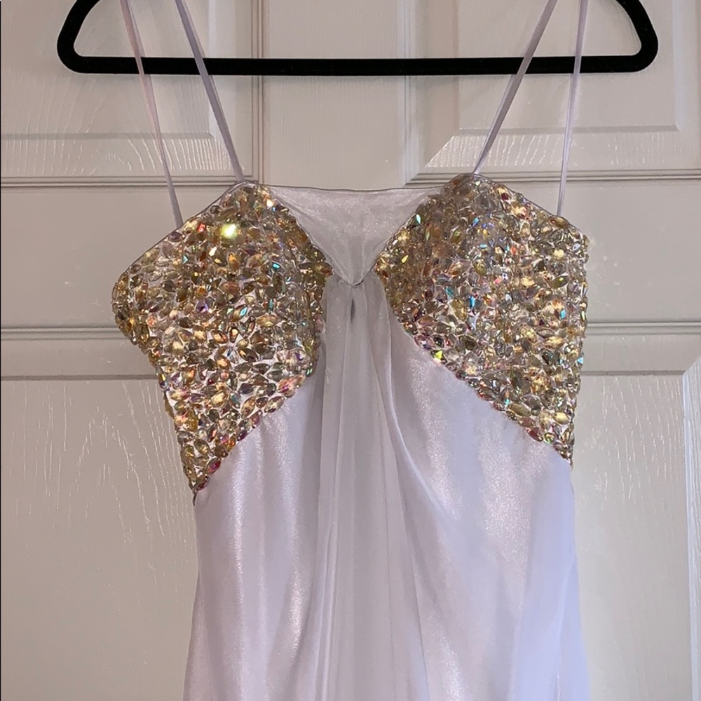 White Formal/Pageant/Prom Dress crystals openback